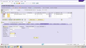 SAP MM How to create a Purchase Order for Consumable material for Multiple Account assignment