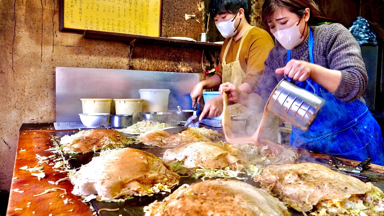 岡山【 むちゃくちゃデカすぎるお好み焼きが鉄板を埋め尽くす！大量注文！】《庭瀬エリアにあるジャンボお好み焼き店みゆき》