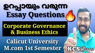 Essay Questions that will definitely come🔥|Corporate Governance &Business Ethics|Calicut Universi...