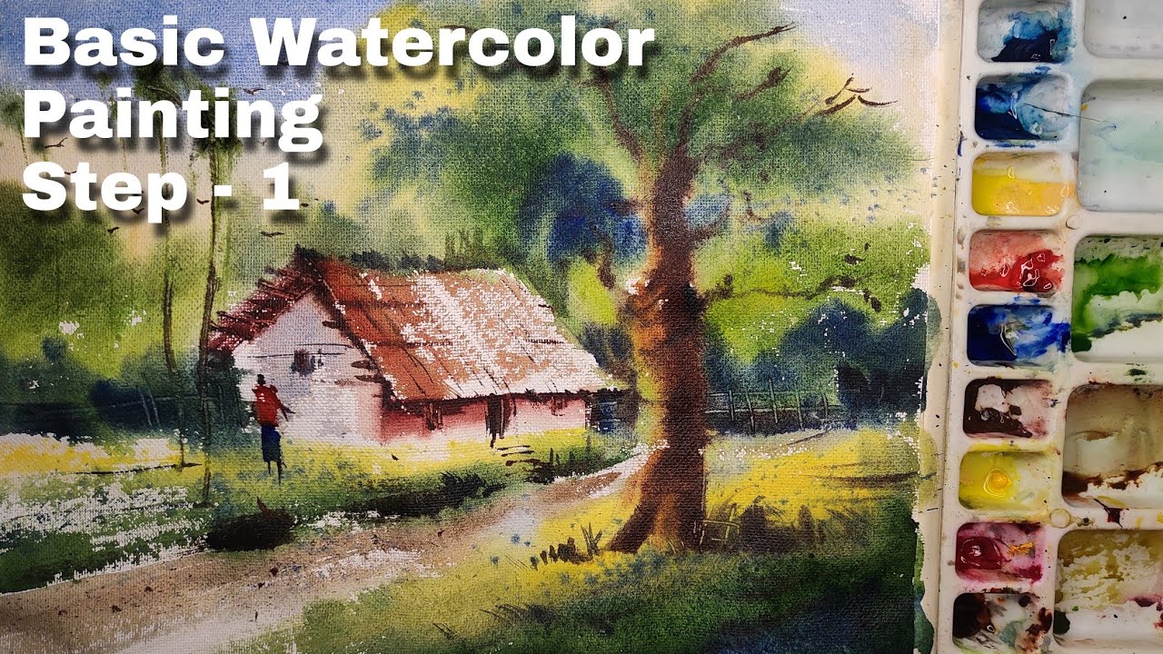 Basic house Painting/ Step 1 landscape watercolor painting