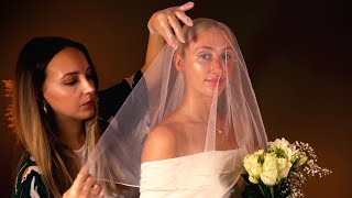 ASMR Wedding Perfectionist Photoshoot | veil fixing, flowers, dress & hair adjustments 