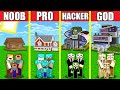 Minecraft Battle: FAMILY HOUSE BUILD CHALLENGE - NOOB vs PRO vs HACKER vs GOD / Animation BABY CHILD