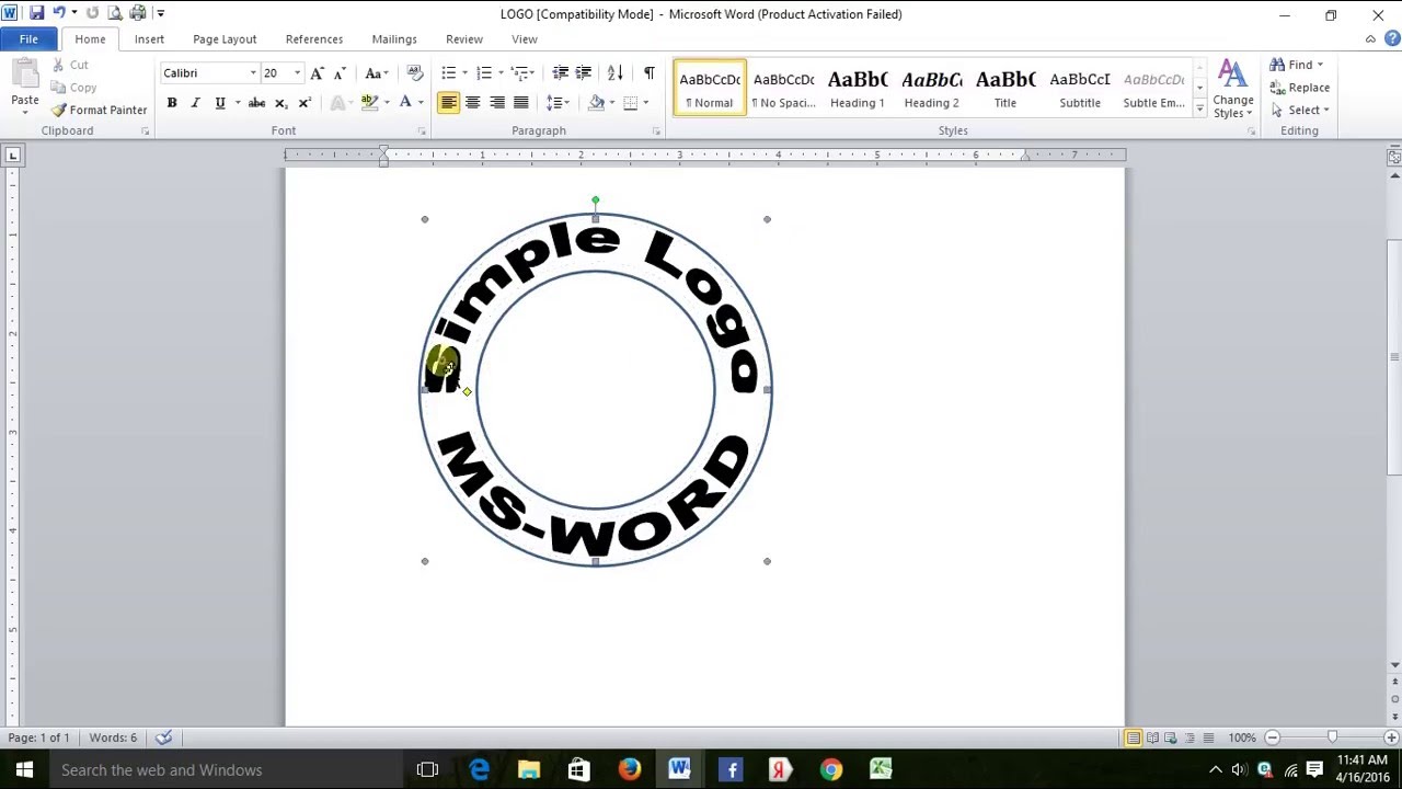 Create Simple Logo In Ms Word 10 Youtube