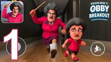 Escape Miss T Obby Breakout - All Levels Gameplay Walkthrough Part 1- School Escape (Android, iOS)