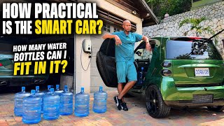 IS THE SMART CAR PRACTICAL , How many water bottles can I take to the supermarket? 