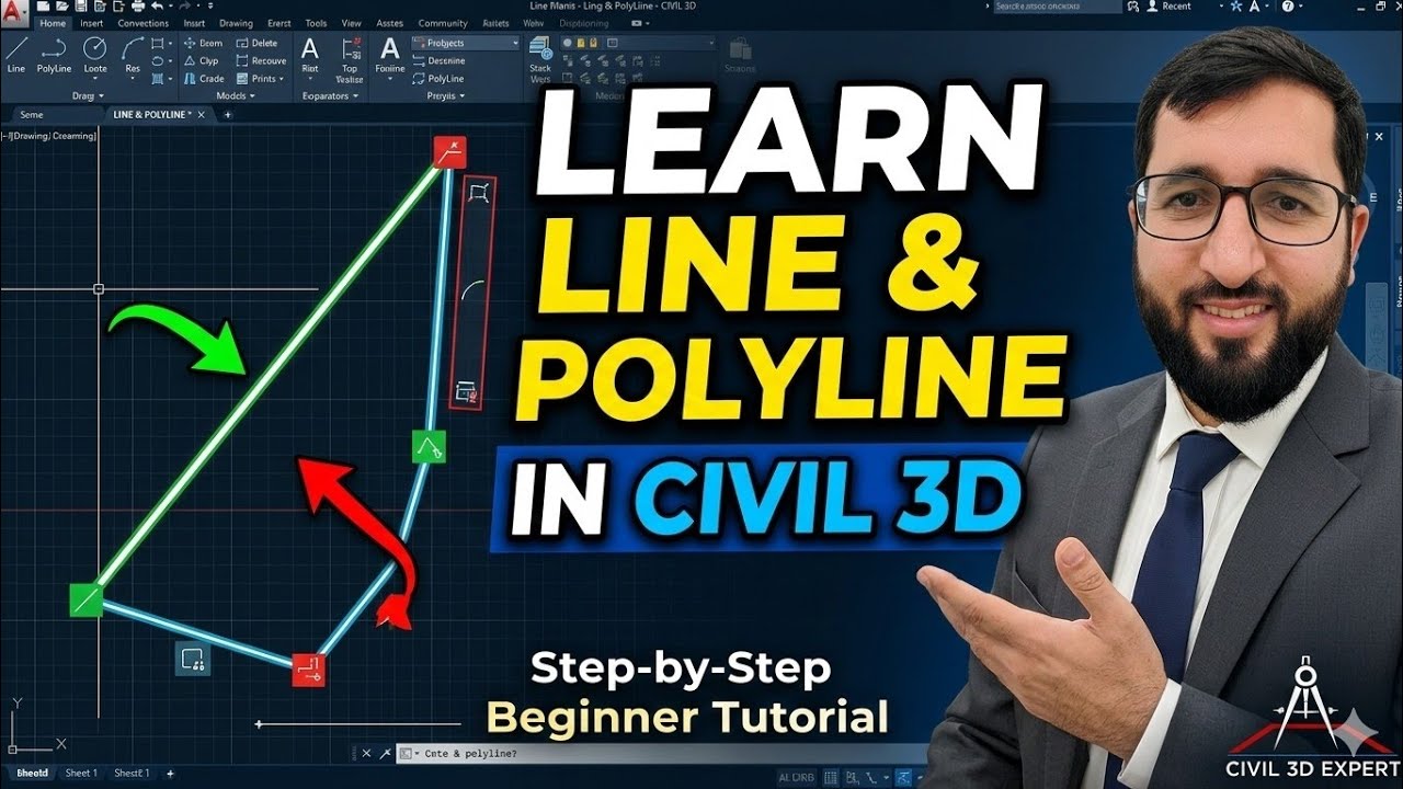 AutoCAD Civil 3D Tutorial 01 | Line vs Polyline | Complete Beginner ...