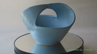 信楽焼 ループ 手づくり 花器 青 回してみました - YouTube