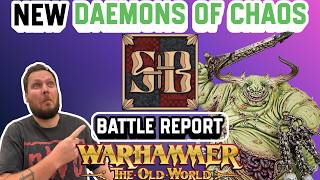 NEW Square Based Daemons of Chaos Vs High Elves Chracian Warhost - Warhammer: the Old World Battle