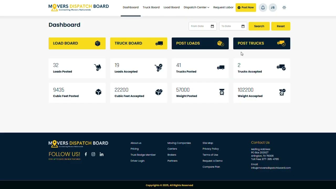New Dashboard on Movers Dispatch Board!📦