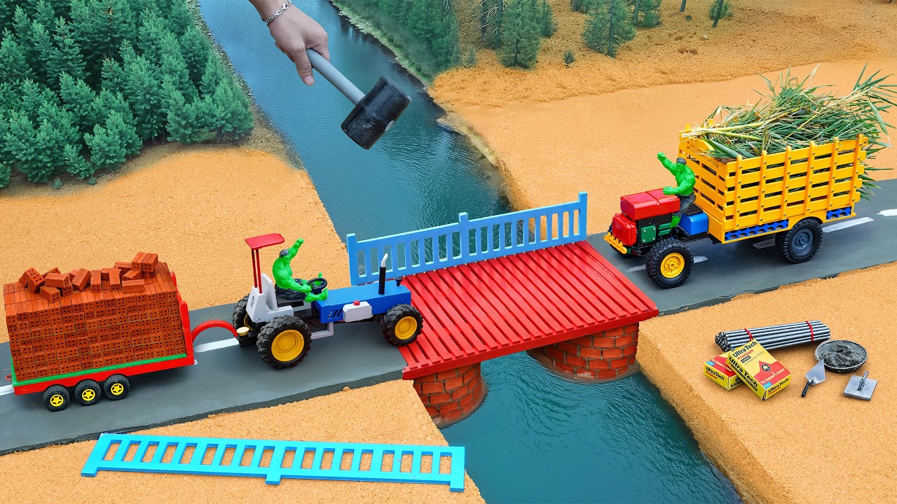 DIY Mini Tractor Making Real Concrete Bridge |   Science Project @DIYMachinery