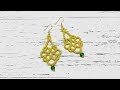 Needle tatting. Yellow earrings with a crystal bead / Фриволите иглой. Желтые серьги с бусиной