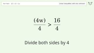 Solving Linear Inequalities: 22 is Smaller Than 6+4w
