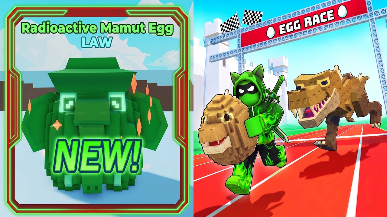 RACE FOR EGGS ROBLOX - Unlock 2 RADIOACTIVE Mammoths gameplay walkthrough Race for Eggs gameplay thumbnail