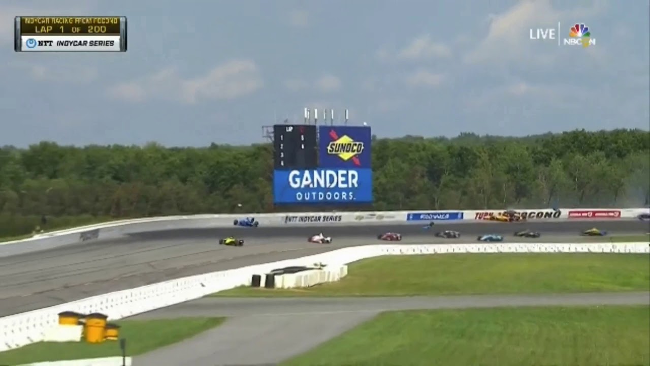 Sato IndyCar Pocono Crash with Decker Bristol Audio