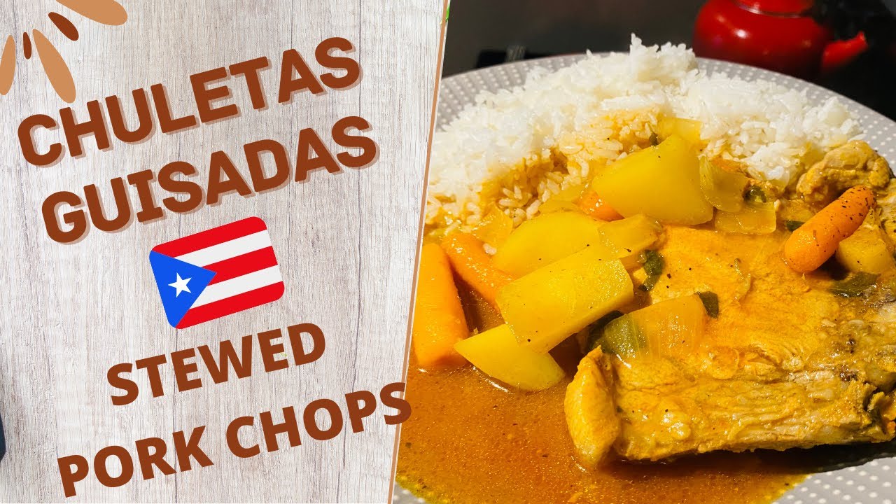 Puerto Rican Stewed PORK CHOPS // Chuletas guisadas