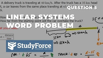 Linear Systems Word Problem | Time and Distance to Overtake a Vehicle
