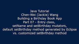 Java Tutorial Birthday Book App 07