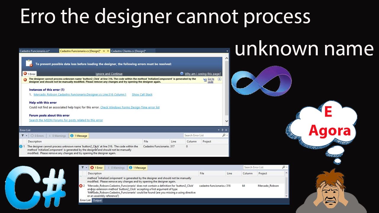 Como resolver o erro The designer cannot process unknown( Em português ...
