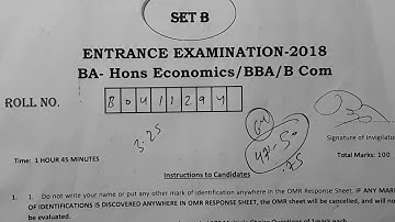 B.A.(HONS)ECONOMICS/BBA/B.COM 2018 Entrance Question Paper unsolved JAMIA/detailed solution will be