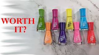 I TRIED THE ENTIRE SALLY HANSEN FEELS ELECTRIC COLLECTION..WORTH IT? | Swatches on the Natural Nails