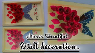 Mirror Beautiful🦋😍||Wall decoration #youtubevideo #viralvideo #craftideas