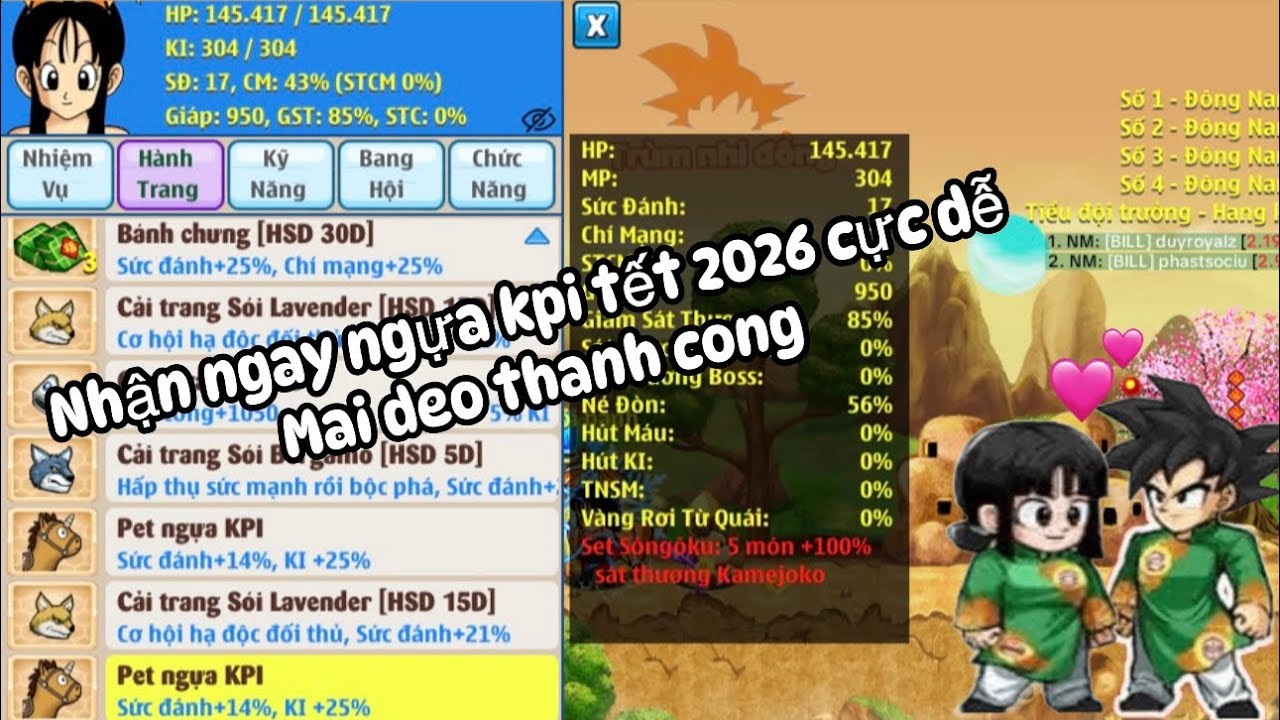 Ngọc rồng Online - Thử vận may tìm pet ngựa KPI & mở lì xì đỏ, xanh sự kiện Tết 2026