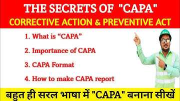 Corrective Action & Preventive Act in Hindi | Importance of CAPA | CAPA video in safety #capa