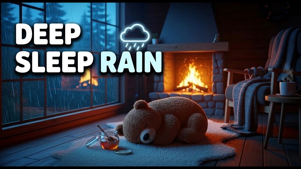Deep Sleep in a Cozy Cabin 🌧️ Heavy Rain & Fireplace Lofi Soundscape ...