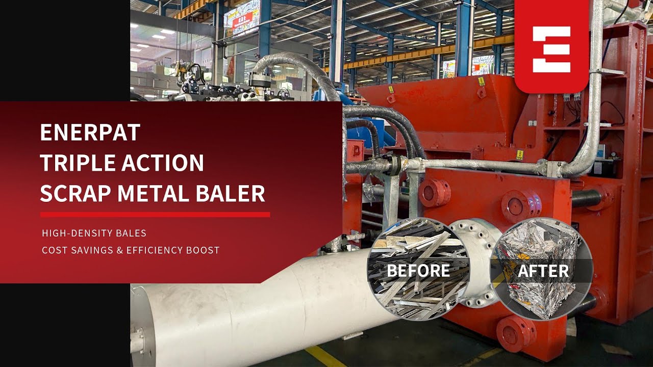 ENERPAT Triple Compression Metal Baler for pressing aluminum extrusions 10-20 TPH