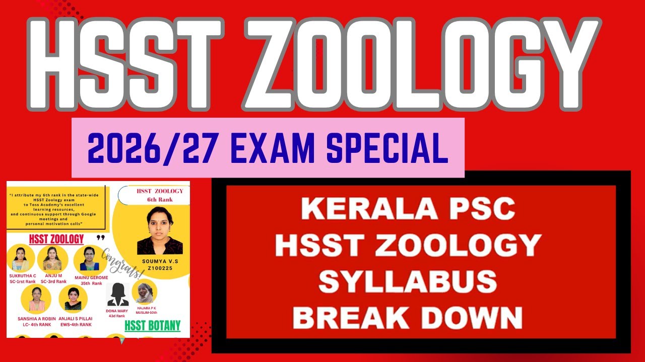 HSST zoology syllabus break down 2026/27
