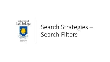 Search Strategies - Search Filters