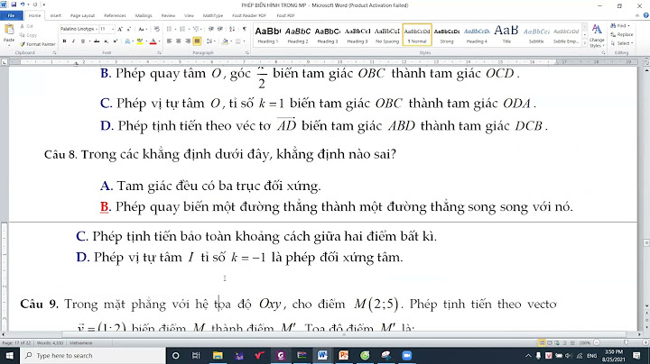 Bài tập trắc nghiệm chương phép biến hình năm 2024