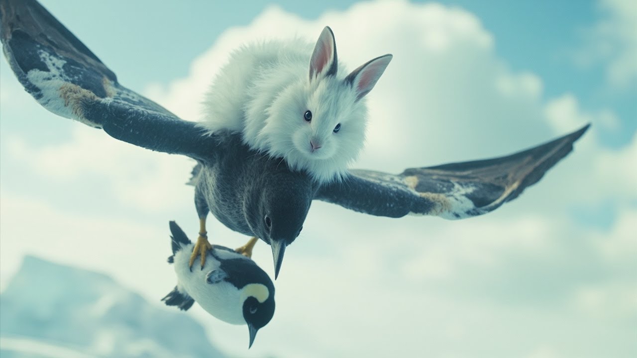 A Rabbit rescued a Baby Emperor Penguin adrift on an iceberg - Rabbit & Penguin [Full.ver]