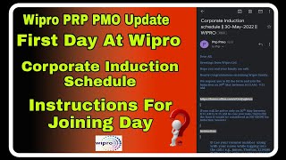 Wipro PRP PMO Update || What Is Corporate Induction Program || What Happens On First Day At Wipro