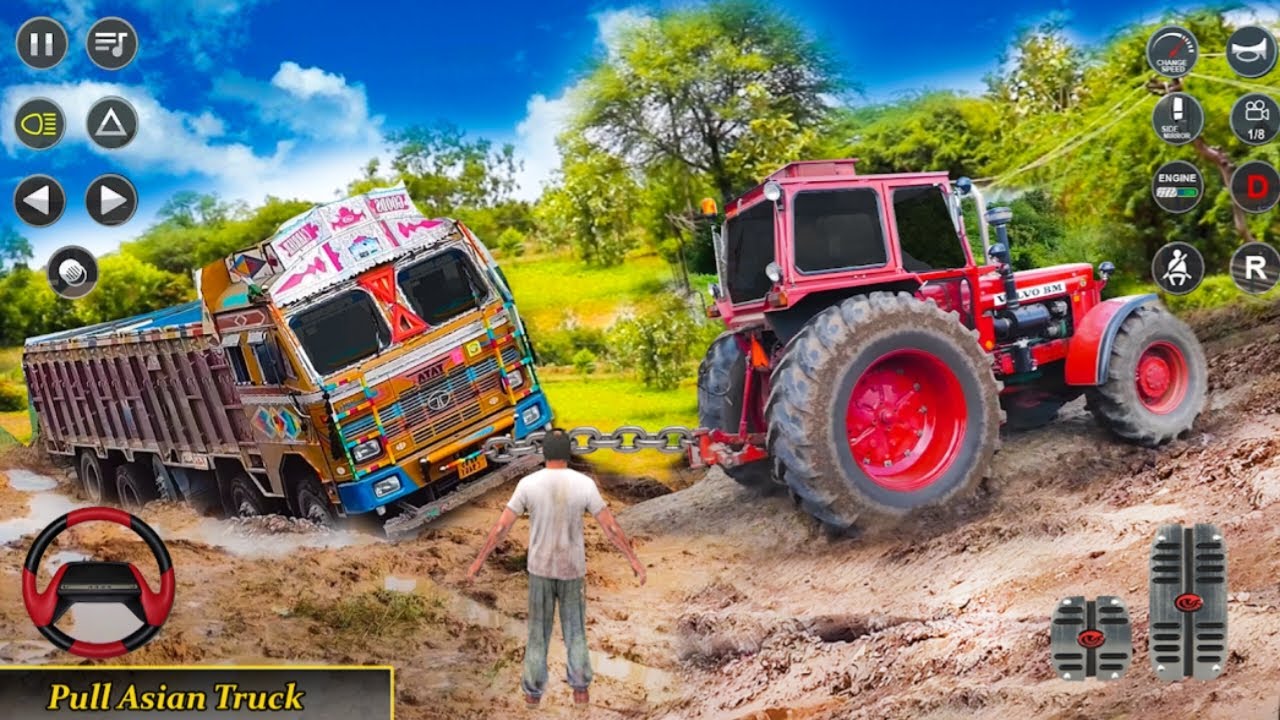 Tractor Pulling Car Game Tractor Wala Game Tractor Simulator Red