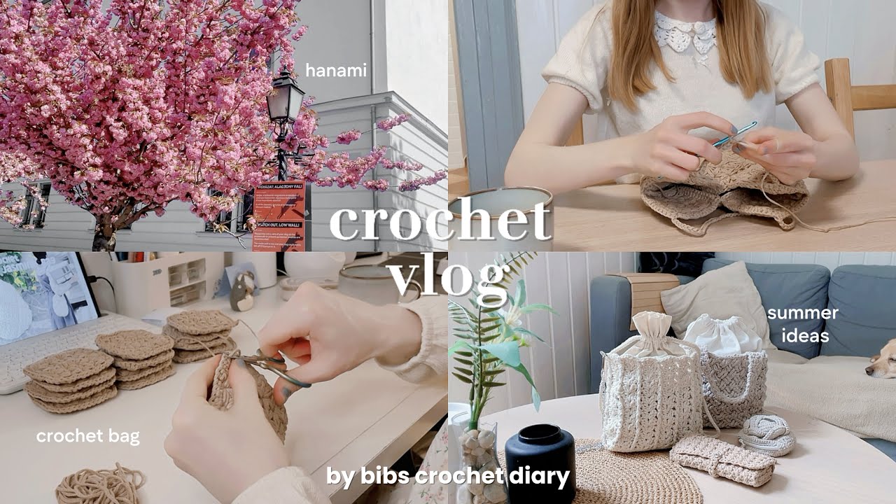 編み物vlog  |  モチーフのバッグを編む日常、愛犬とお花見🐶🌸、夏の編み物紹介、日帰り旅行inシシィ王女の宮殿