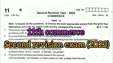11th commerce second revision exam original question paper 2023