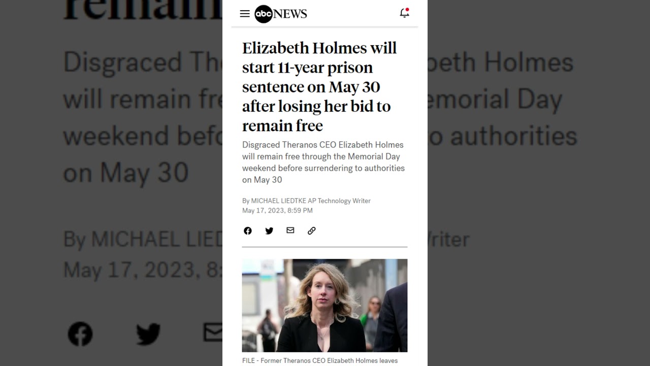 Theranos Saga Ends: Elizabeth Holmes to Begin 11-Year Prison Sentence