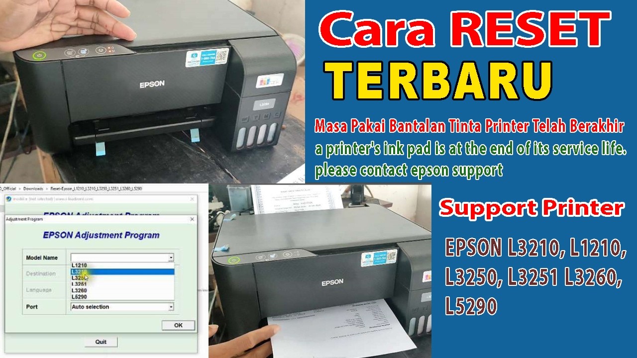 Cara Reset Printer Epson L3210, L1210, L3250, L3260, L5290, L3251 Terbaru, waste ink pad counter