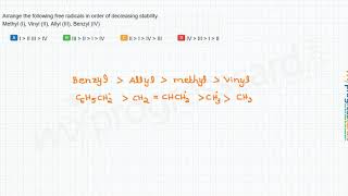 Arrange the following free radicals in order of decreasing stability