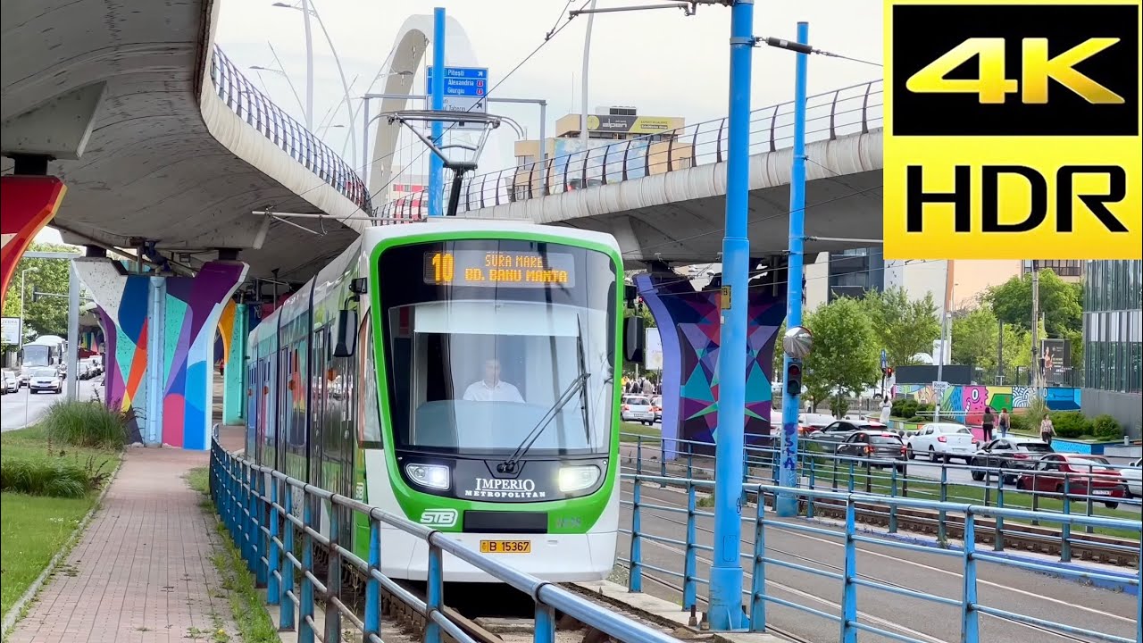 [4K 60fps HDR]STB Bucharest-Astra Imperio Metropolitan Trams on Line 10 ...