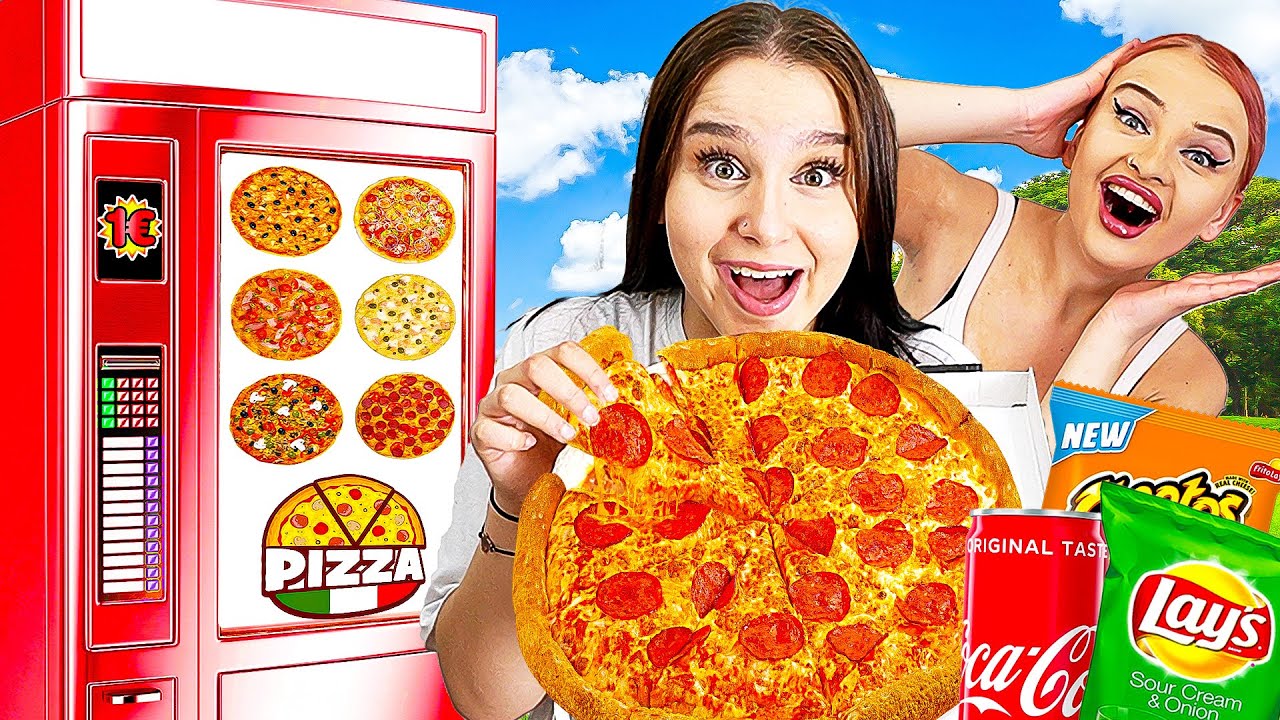 100€ für AUTOMATEN ESSEN ! 🍭🤤 ausgeben! (kostenlose Snacks) - Celina