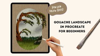You Can Draw This Gouache Landscape Art in Procreate | Procreate Drawing Tutorial for Beginners