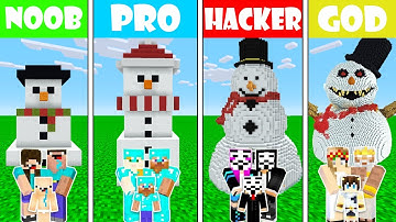 Minecraft NOOB vs PRO vs HACKER vs GOD SNOWMAN GOLEM HOUSE BUILD CHALLENGE in Minecraft Animation