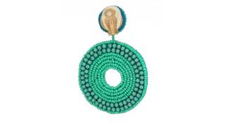 Kenneth Jay Lane Turquoise Seed Bead Circle Drop Clip Earrings SKU:8974959