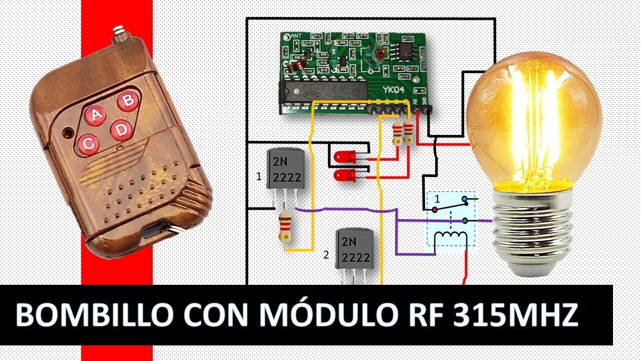 Yk04 CONMUTADOR A CONTROL REMOTO PARA PRENDER BOMBILLO Y VENTILADOR CON ...