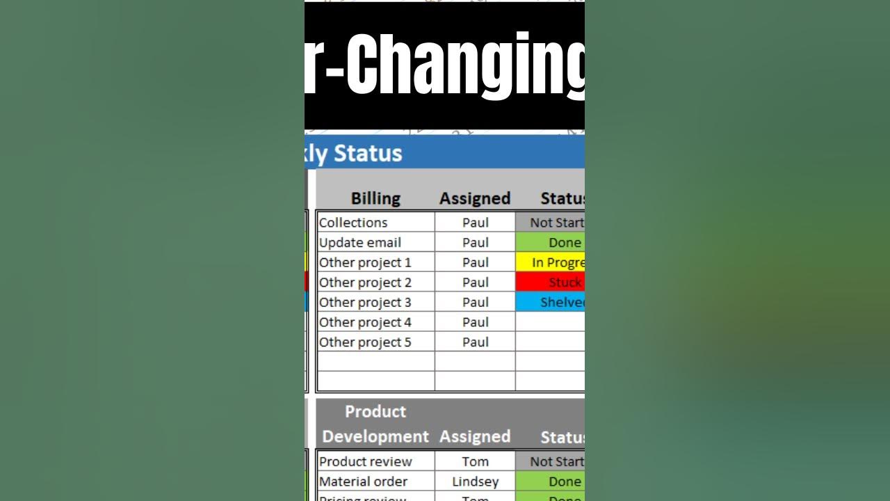 Excel color coding status tutorial - YouTube