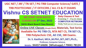 PG TRB CS 2023 | TN SET 2023 | UGC NET | Computer Network | Vishnu CS Setnet Education | In Tamil