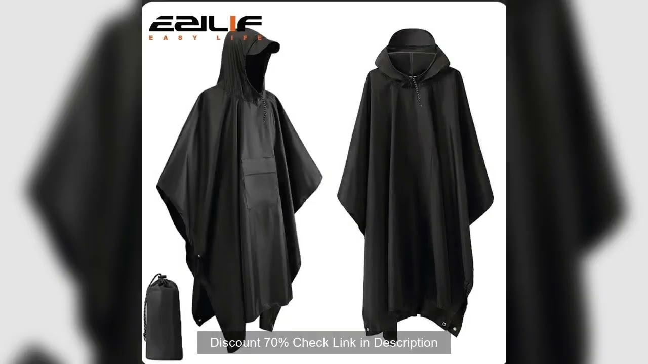 3 In 1 Outdoor Military Raincoat Hooded Sleeve Waterproof Rain Poncho Motorcycle Rain Cover Camping