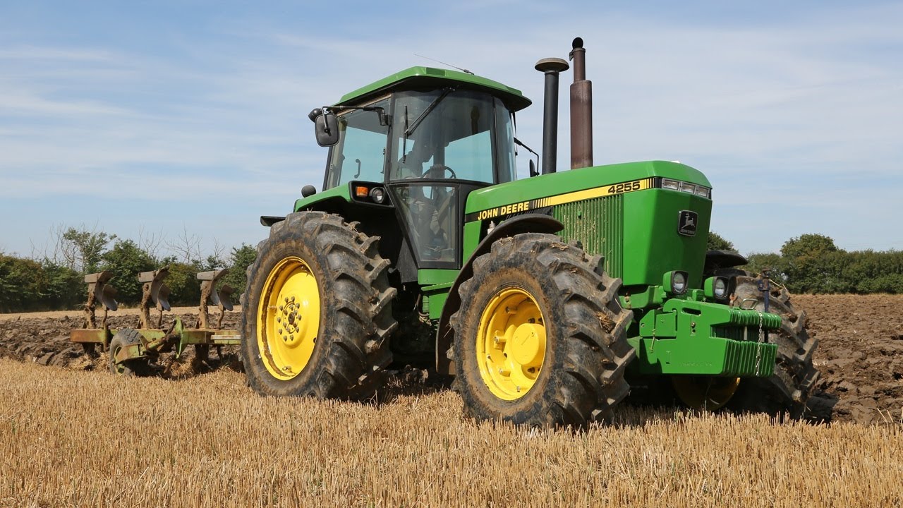 Ploughing with 1990 John Deere 4255 and 5f Dowdeswell DP7D2 plough | Classic tractor | Project 55